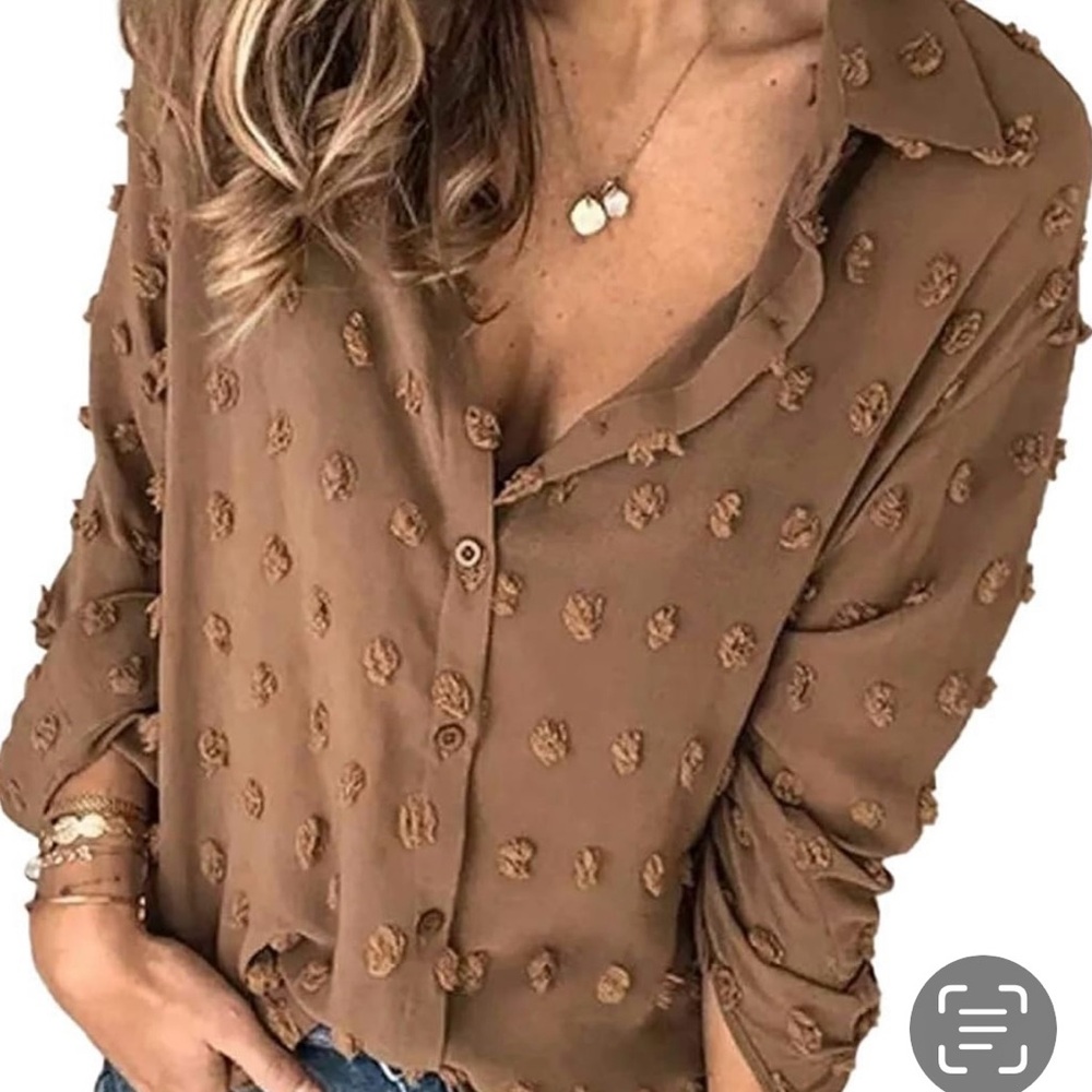 Pompom design button down blouse